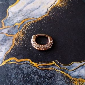 Septum clicker ring paved rose gold faux